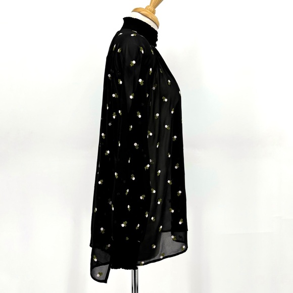 Cabi Embroidered Blouse # 5338, Sheer Black with Embroidered Roses, Small - Picture 8 of 16